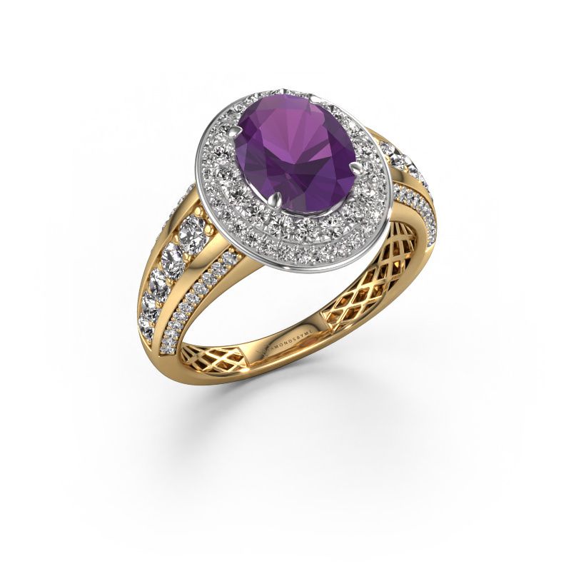 Verlovingsring Nancie 585 goud amethist 9x7 mm