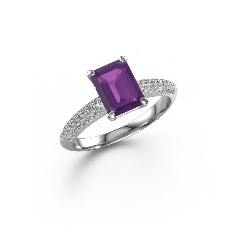 Engagement ring Morane EME 585 white gold amethyst 8x6 mm