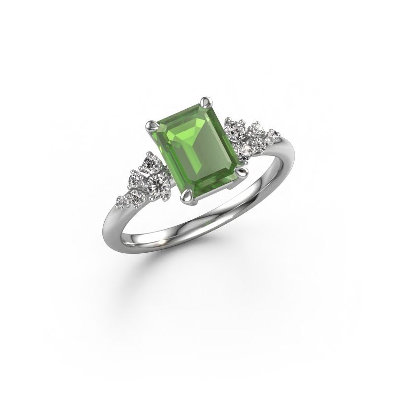 Ring Royce EME 950 platina toermalijn groen 8x6 mm