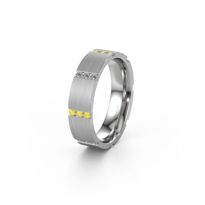 Wedding ring WH0135L15BM 585 white gold yellow sapphire ±5 x 2 mm