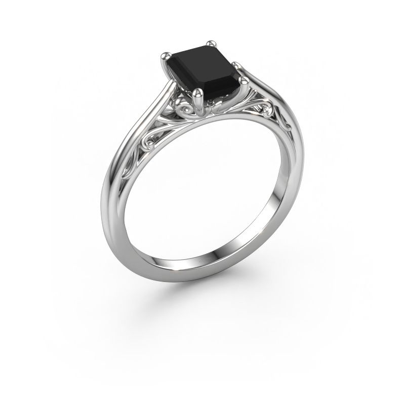 Verlovingsring Shannon eme 585 witgoud zwarte diamant 1.380 crt