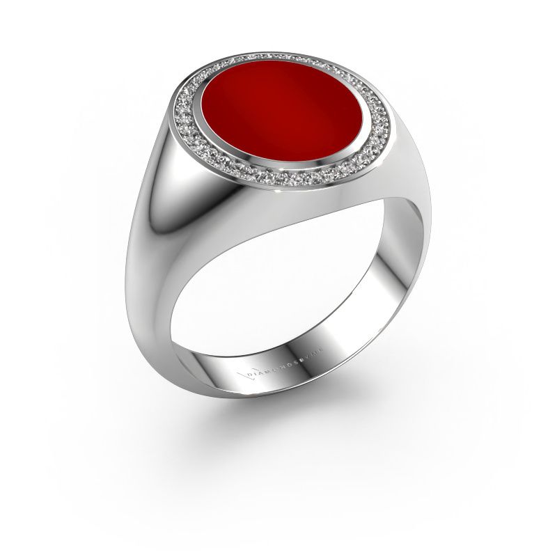 Signet ring Hilda 2 585 white gold carnelian 12x10 mm