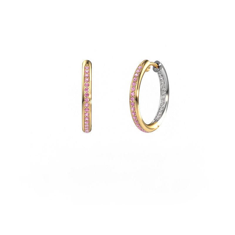 Hoop earrings Sina 15mm 585 gold pink sapphire 1.1 mm