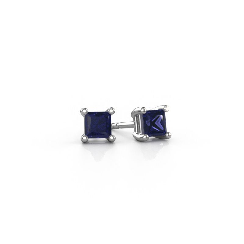 Stud earrings Sam SQR 950 platinum sapphire 4 mm