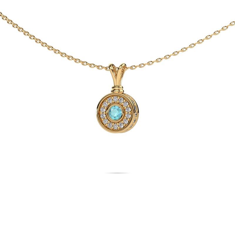 Image of Pendant Roos 585 gold blue topaz 3 mm