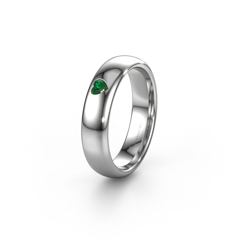 Bague d'amitié WH0101L35BPHRT 585 or blanc emeraude ±5x2 mm