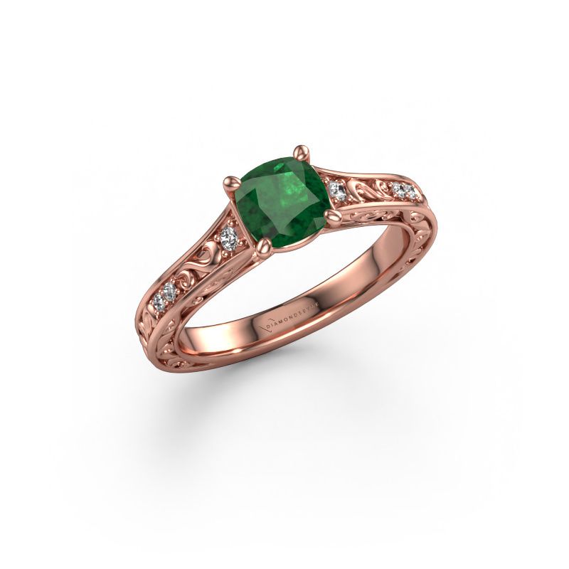 Verlovingsring Mallory CUS 585 rosé goud smaragd 5.5 mm
