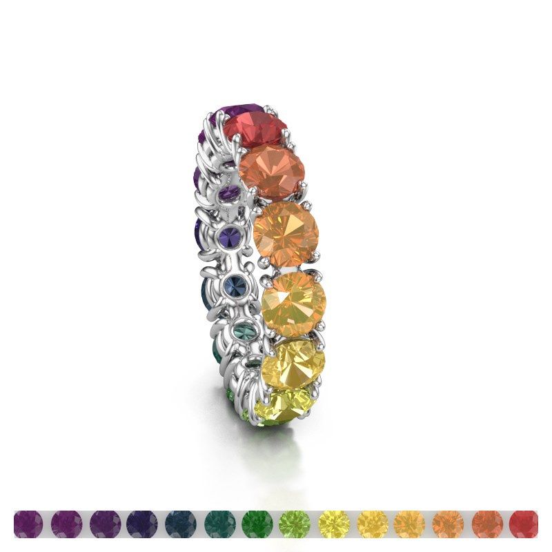 Bild von Ring vivienne 4.7<br/>585 Weißgold<br/>rainbow saphir 1 4.7 mm
