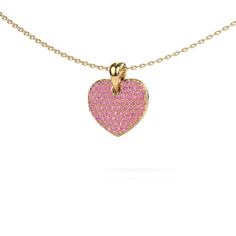 Pendentif Heart 5 585 or jaune saphir rose 0.8 mm
