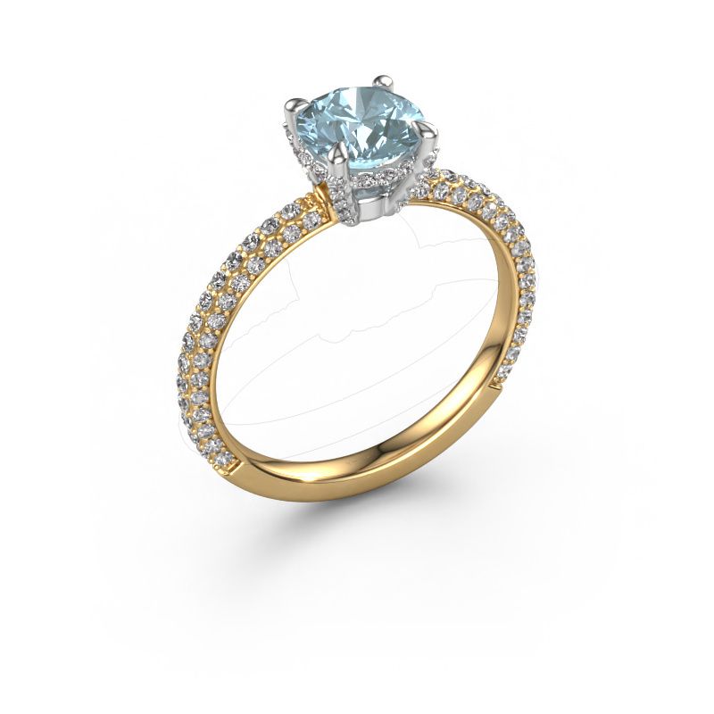 Engagement ring Saskia RND 2 585 gold blue lab grown diamond 7 mm