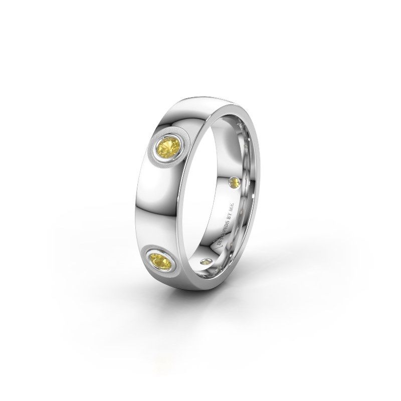 Image of Wedding ring WH0139L25BP<br/>585 white gold ±5x2 mm<br/>Yellow sapphire