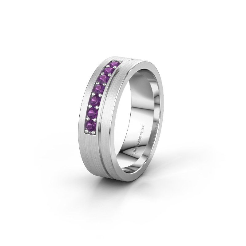 Image of Wedding ring WH0312L16AM<br/>950 platinum ±6x1.7 mm<br/>Amethyst