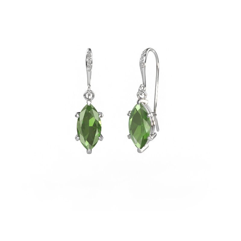 Drop earrings Laurie MRQ 2 950 platinum tourmaline green 10x5 mm