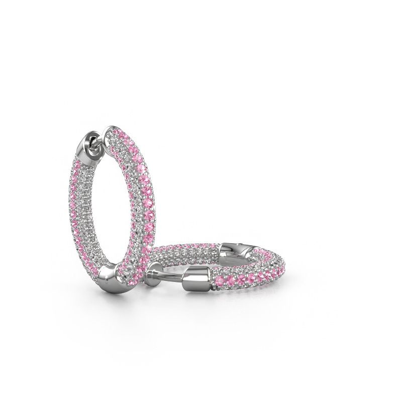 Hoop earrings Hope 13mm 585 white gold pink sapphire 1 mm