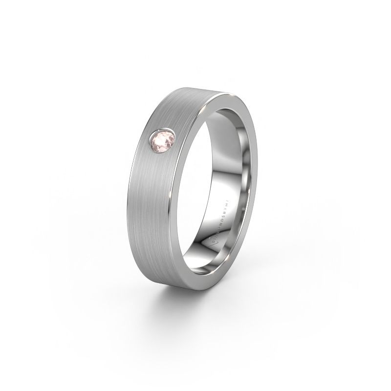 Wedding ring WH0101L15BM 585 white gold morganite champagne ±0.20x0.08 in