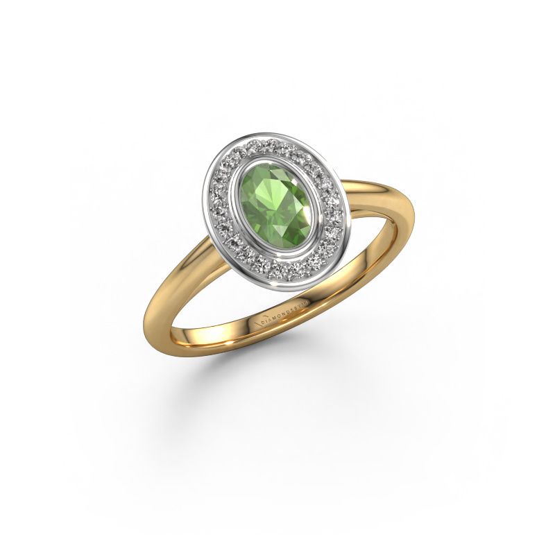 Verlobungsring Noud 1 OVL 585 Gold Turmalin grün 6x4 mm