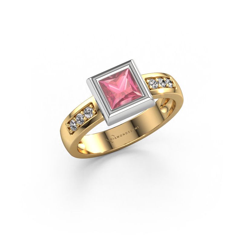 Ring Charlotte Square 585 gold tourmaline pink 5 mm