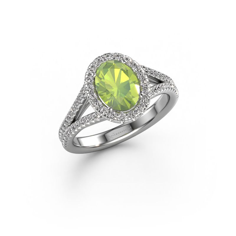 Engagement ring Verla ovl 2 585 white gold peridot 8x6 mm