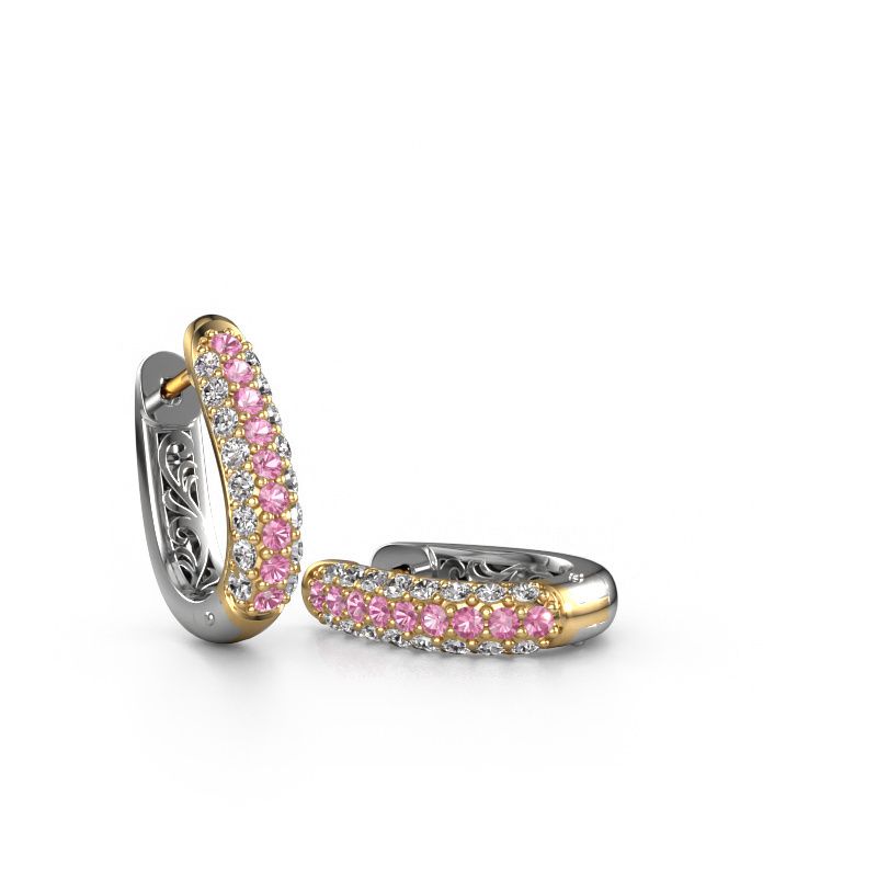 Créoles Danika 8.5 A 585 or jaune saphir rose 1.7 mm