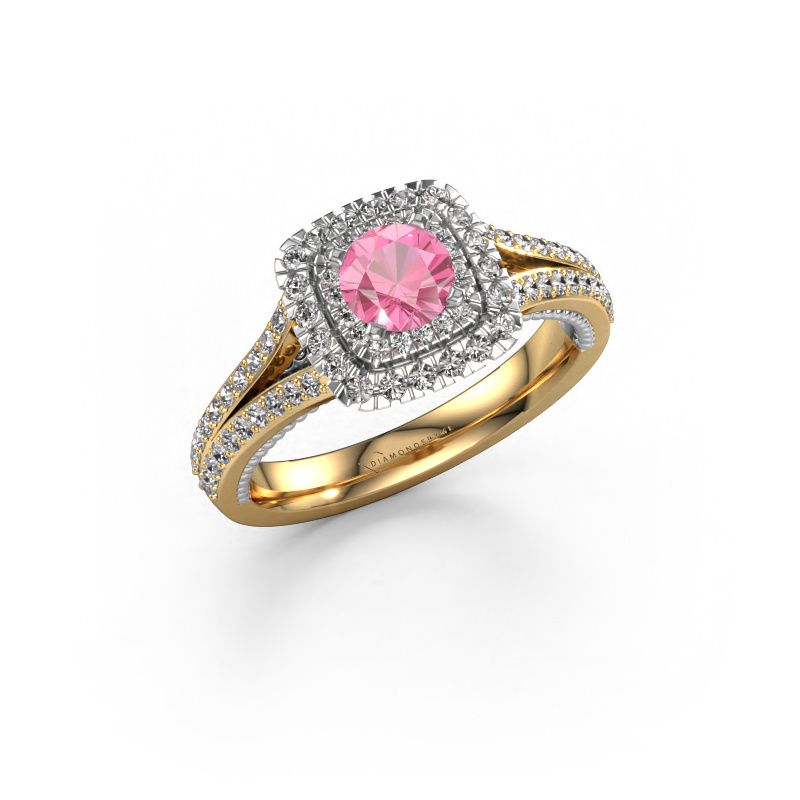 Bague de fiançailles Annette 585 or jaune saphir rose 5 mm