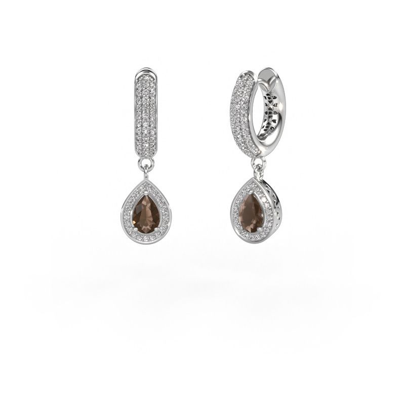 Oorhangers Barbar 2 950 platina rookkwarts 6x4 mm