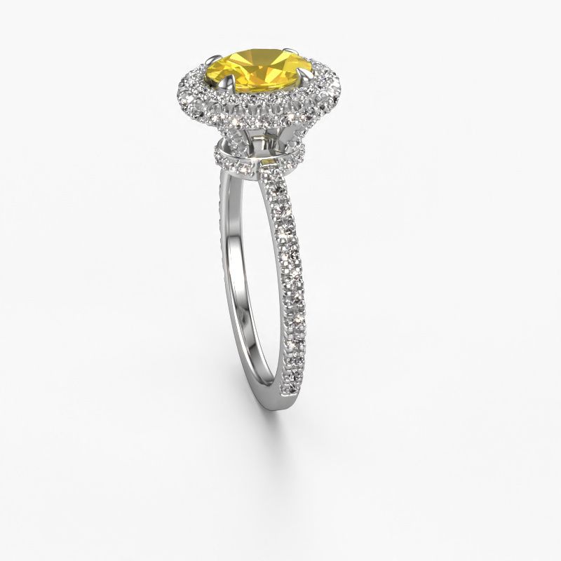 Image of Engagement ring Talitha OVL 950 platinum yellow sapphire 7x5 mm
