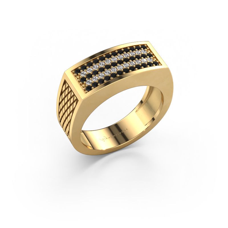 Herrenring Erwin 585 Gold Schwarz Diamant 0.489 crt