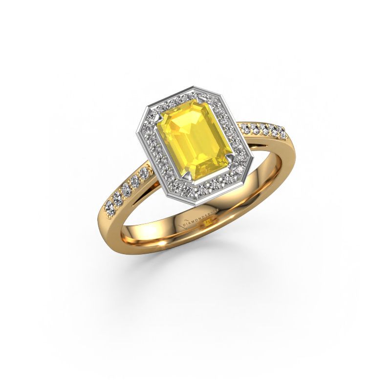 Verlobungsring Dodie 2 eme 585 Gold Gelb Saphir 7x5 mm