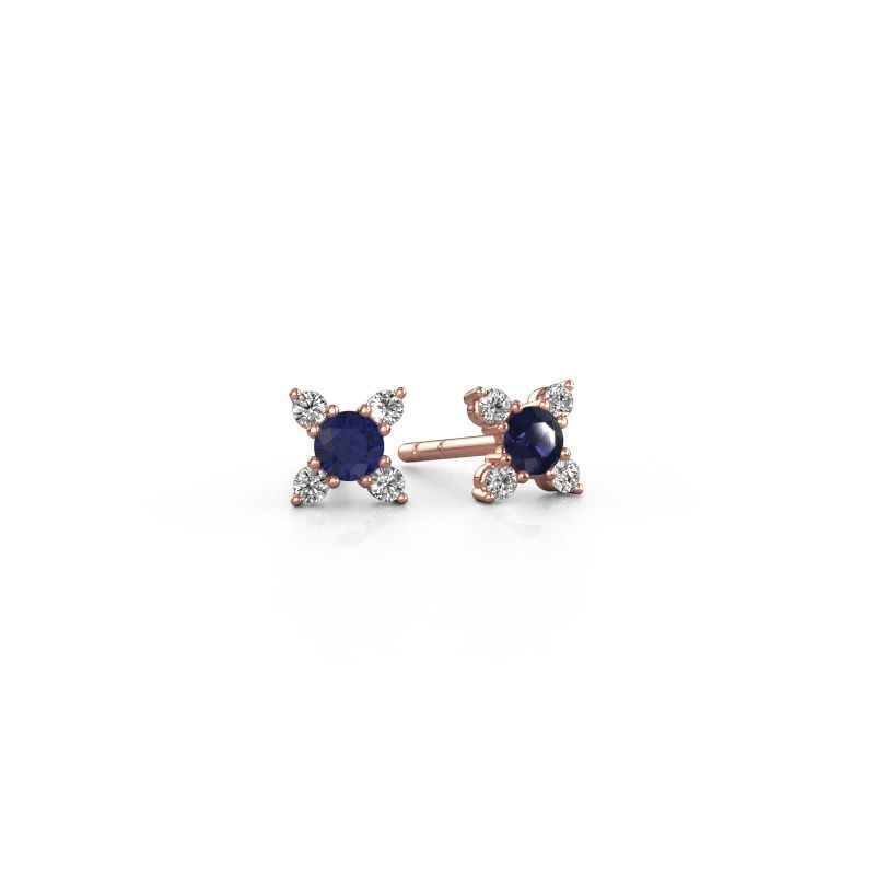 Boucles d'oreilles Nina 585 or rose saphir 3 mm