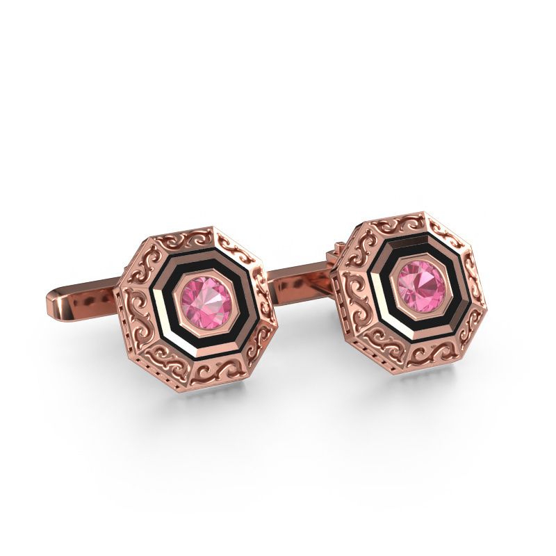 Manchetknopen Dion 585 rosé goud roze saffier 5 mm