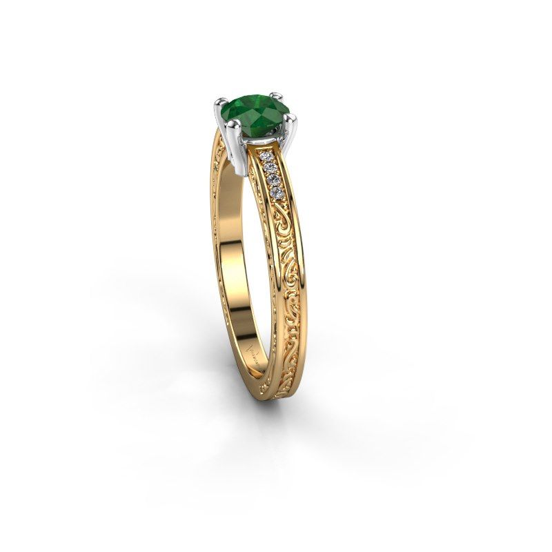 Afbeelding van Verlovingsring Claudette 2 585 goud smaragd 5 mm