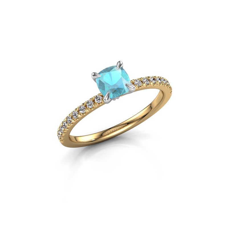 Afbeelding van Verlovingsring Crystal CUS 2 585 goud blauw topaas 5 mm
