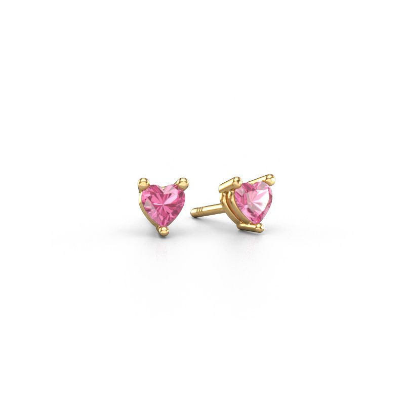 Oorstekers Garnet 585 goud roze saffier 4 mm