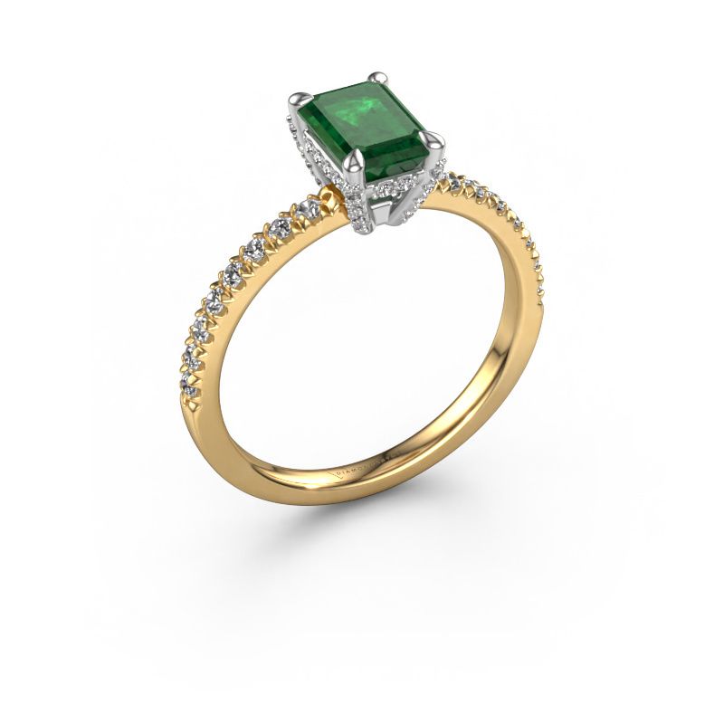 Verlovingsring Saskia EME 1 585 goud smaragd 7x5 mm