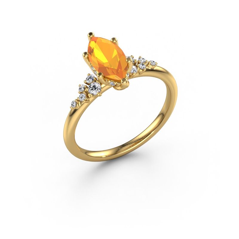 Engagement ring Emma MRQ 585 gold citrin 10x5 mm