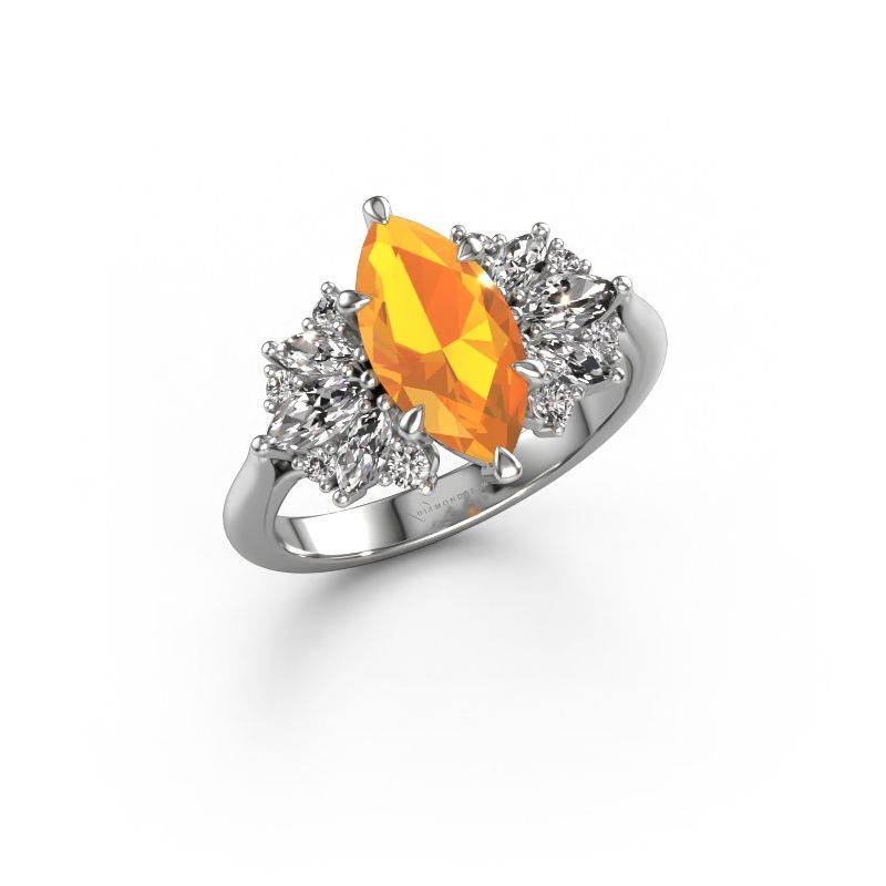 Bague de fiançailles Jaimie 950 platine citrine 12x6 mm