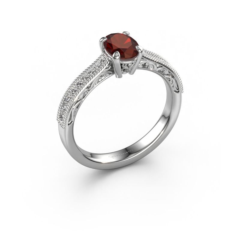 Bague de fiançailles Shonta OVL 950 platine grenat 7x5 mm