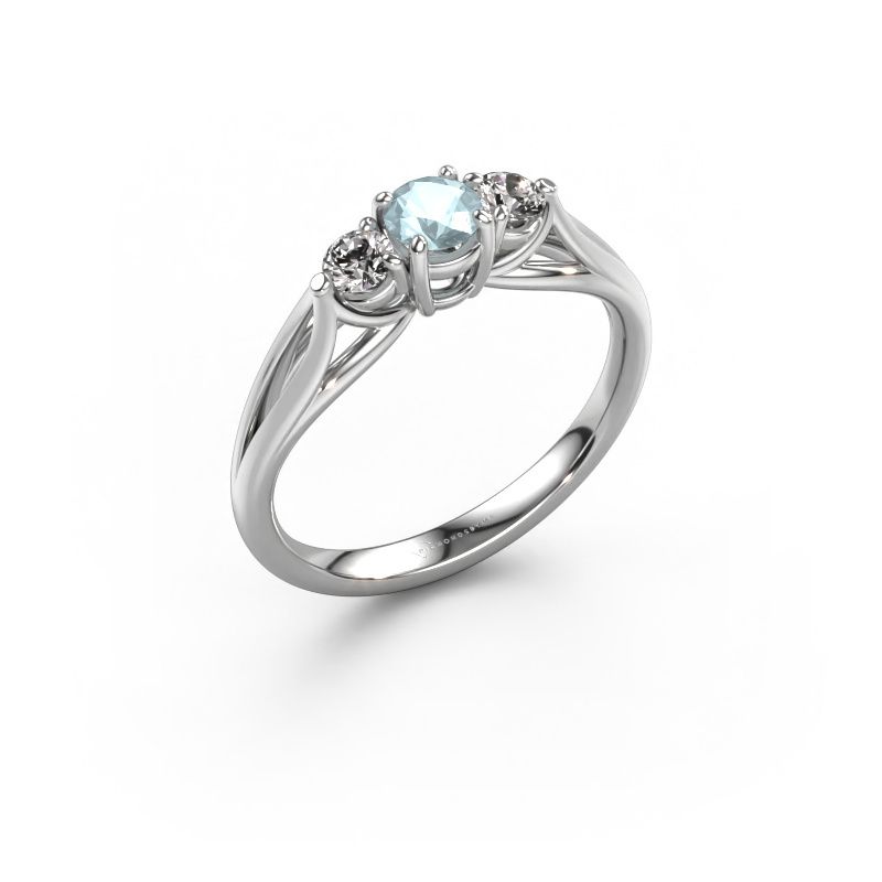 Verlobungsring Amie RND 950 Platin Aquamarin 4.2 mm