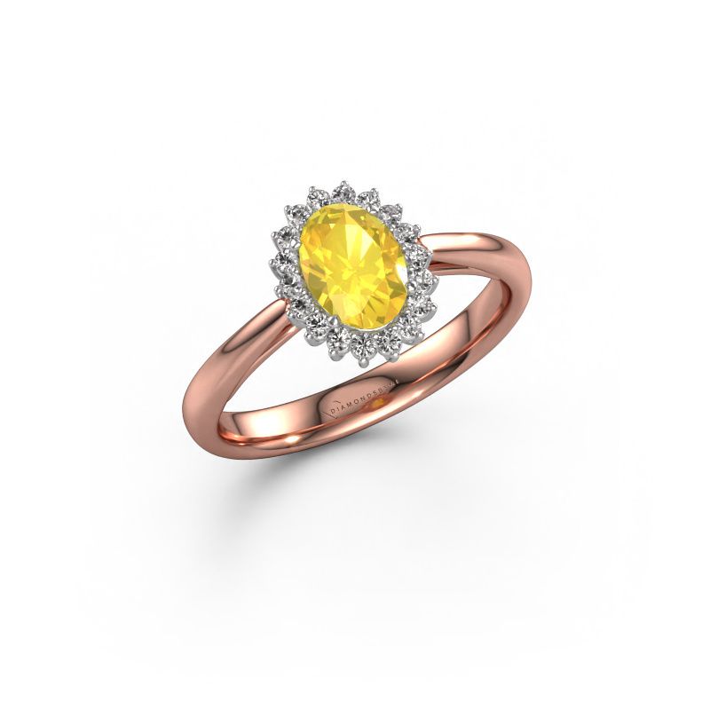 Engagement ring Tilly ovl 1 585 rose gold yellow sapphire 7x5 mm
