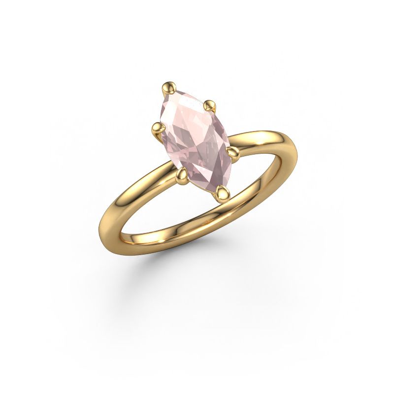 Engagement ring Simone MRQ 1 585 gold morganite champagne 11x5.5 mm