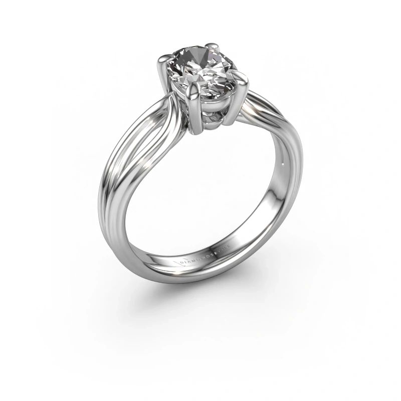 Verlovingsring Antonia ovl 1 585 witgoud zirkonia 8x6 mm