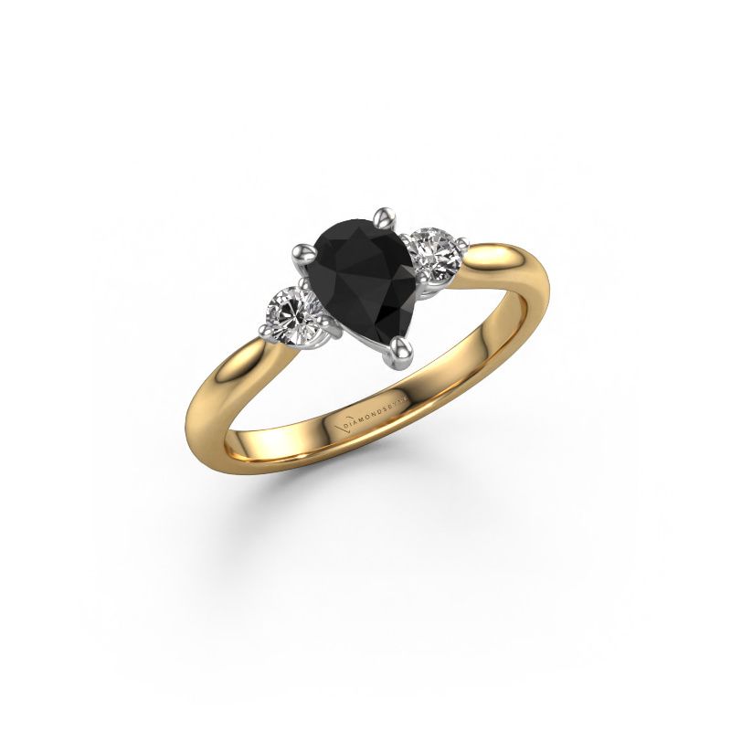 Bague de fiançailles Lieselot PER 585 or jaune diamant noir 1.19 crt