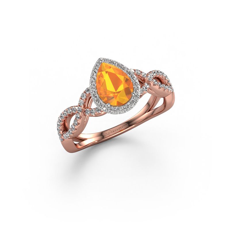Bague de fiançailles Dionne pear 585 or rose citrine 7x5 mm