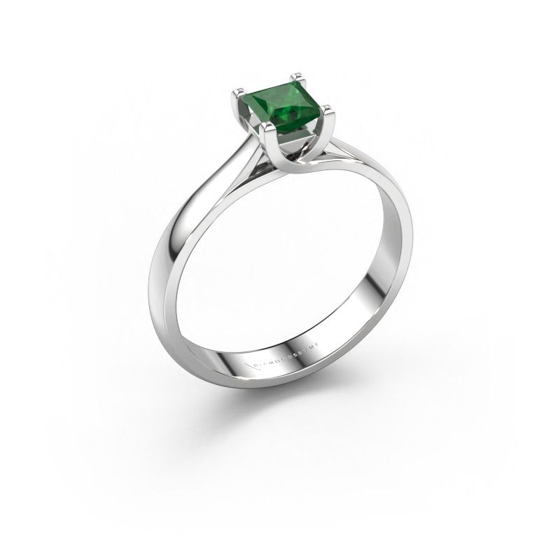 Verlobungsring Mia Square 950 Platin Smaragd 4 mm