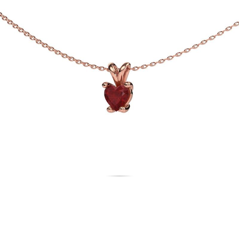 Image of Necklace Sam Heart 585 rose gold ruby 5 mm
