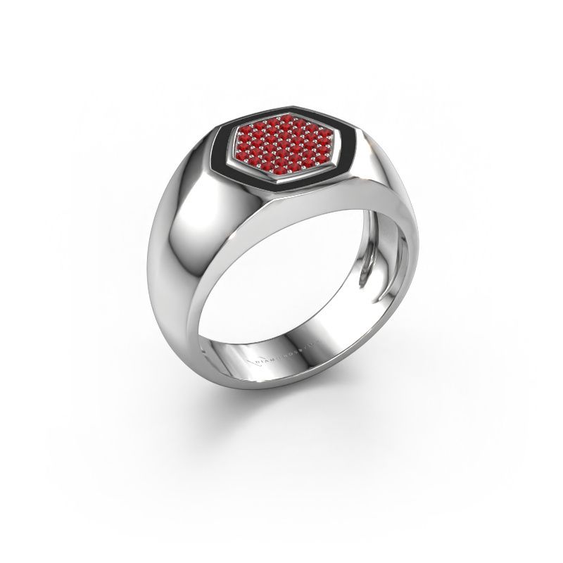 Men's ring Kris 585 white gold ruby 1.1 mm