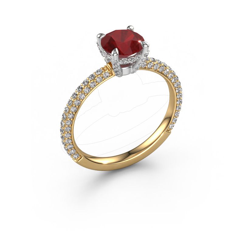 Verlovingsring Saskia RND 2 585 goud robijn 7 mm