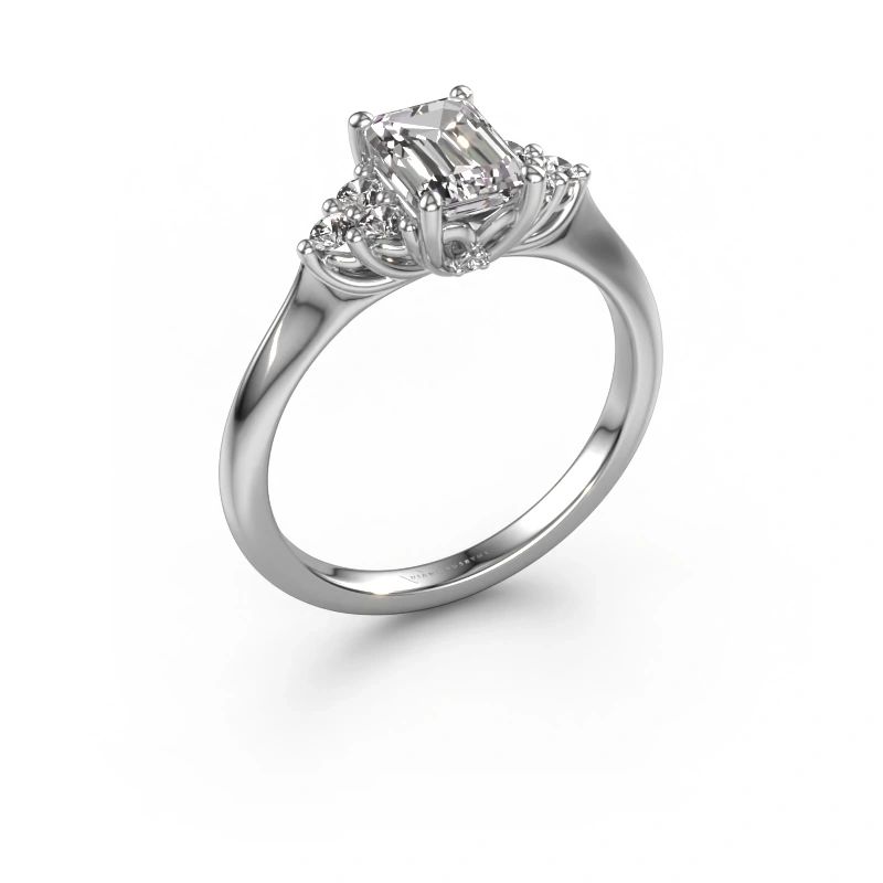 Bague de fiançailles Felipa EME 585 or blanc zircone 7x5 mm