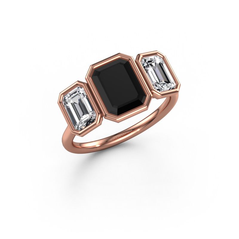 Bague de fiançailles Lavon 3 EME 585 or rose diamant noir 3.50 crt