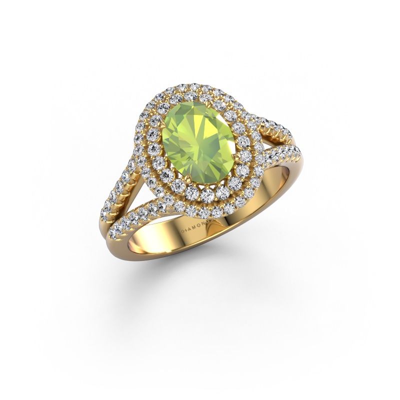 Verlobungsring Elvie OVL 585 Gold Peridot 8x6 mm